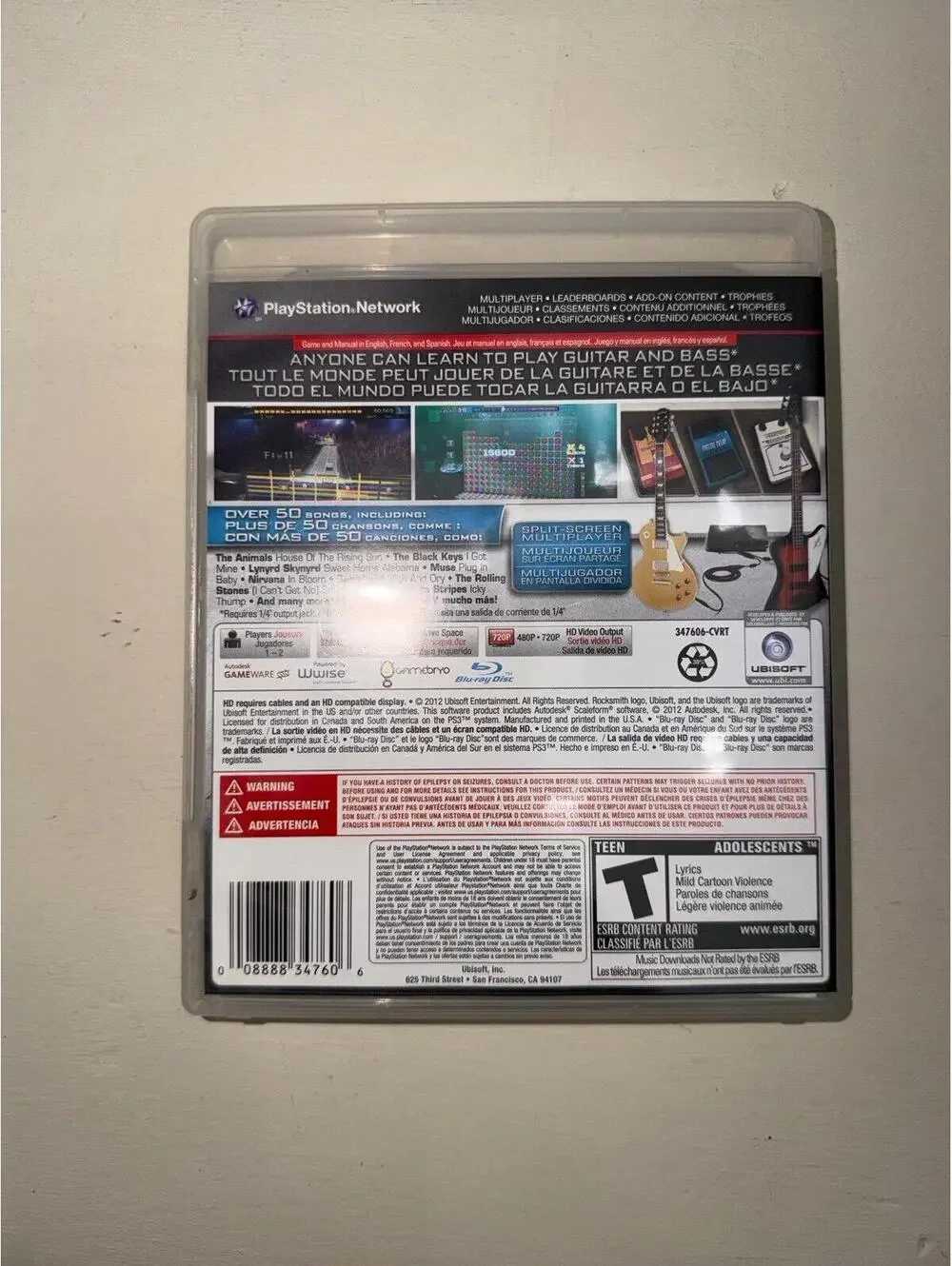 Rocksmith (Sony PlayStation 3, 2011) With Case, Manual, And Disc - Tested